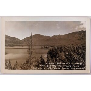 Nipple Top‎ & McComb Mtns from Elk Lake Camp, New York Vintage RPPC Postcard  B2